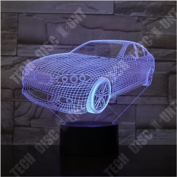 TD® Dekorativ USB-bil 7 färger Fjärrkontroll Optisk illusion Nattljus 3D-visualisering Bord Skrivbord 3D-lampor 1381