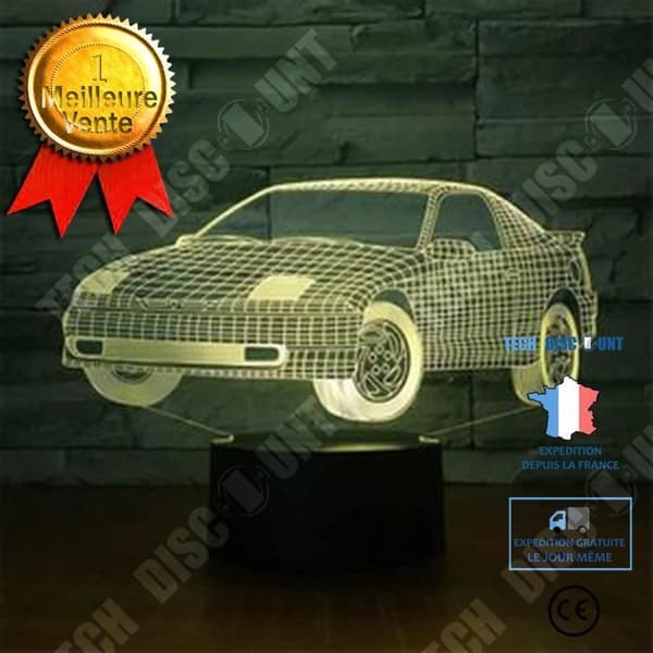 TD® Dekorativ USB-bil 7 färger Fjärrkontroll Optisk illusion Nattljus 3D-visualisering Bord Skrivbord 3D-lampor 1381