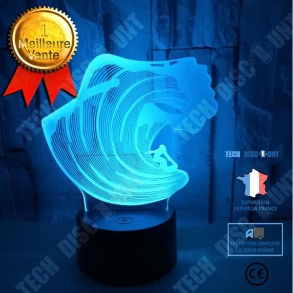 TD® Dekorativ USB Surf 7 färger Fjärrkontroll Optisk illusion Nattljus 3D Visualisering Bordsbordslampor 3D Glow LED LTS264914