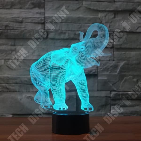 TD® 3D Optisk LED Nattljus 3D LED Nattljus Danselefant med 7 ljusfärger för heminredningslampa Amaz