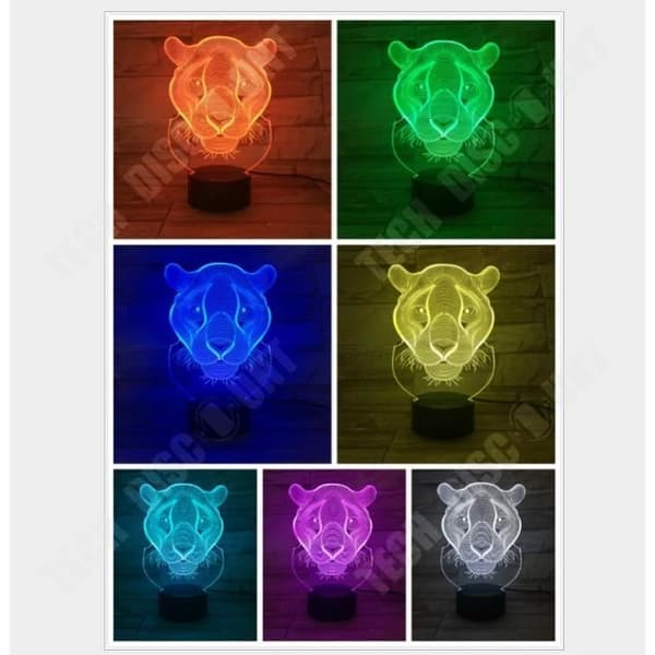 TD® 3D Optical Illusion Lampa Led Nattljus 3D Lampa Lioness 7 Färg Led Nattlampor För Barn Touch Led Led Bord Usb Lampara