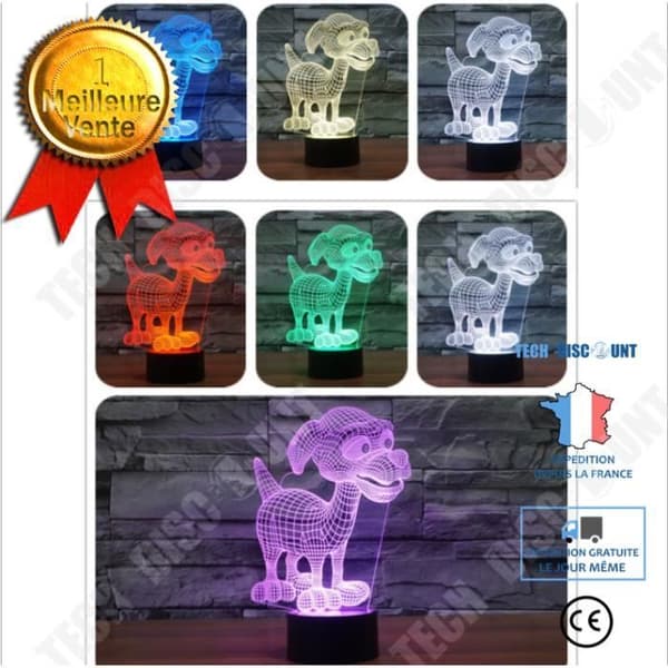 TD® 3D Lampa Optisk Illusion Led Nattljus 3D Söt Hund Patrol Led Lampara Nattlampa Skrivbord Bord Sovrum SDK185230