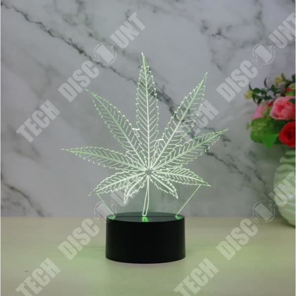TD® BORDSLAMPA Mixed - Touch Nightlight 3D 7 färger LED Vision Night Light Leaves - svart Xiangsh™