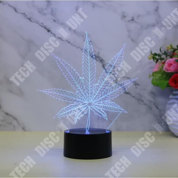 TD® BORDSLAMPA Mixed - Touch Nightlight 3D 7 färger LED Vision Night Light Leaves - svart Xiangsh™