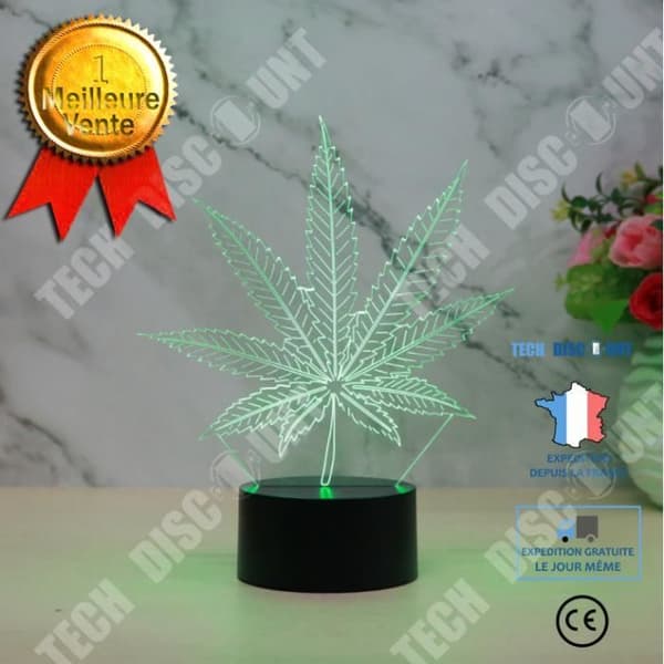 TD® BORDSLAMPA Mixed - Touch Nightlight 3D 7 färger LED Vision Night Light Leaves - svart Xiangsh™