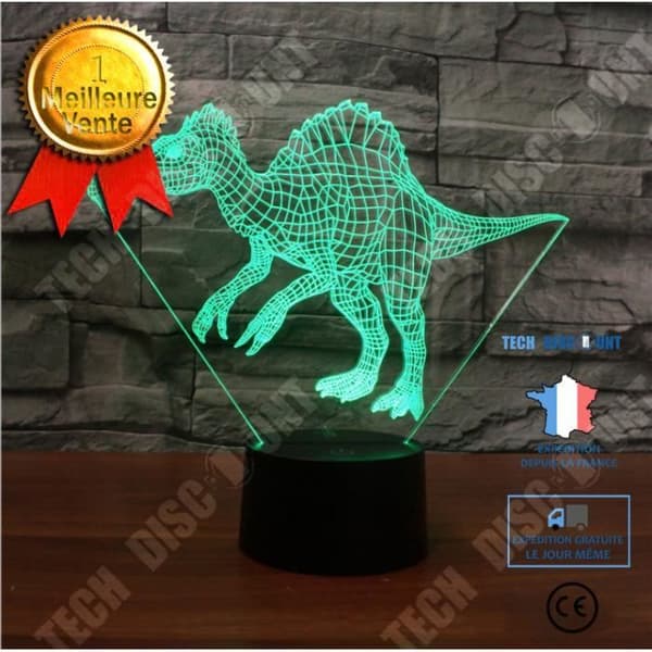 TD® 3D Optisk LED Nattljus 3D LED Nattljus Dinosaur Spinosaurus Acanthosis Kommer med 7 färger ljus för lampdekoration D