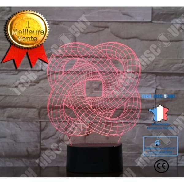 TD® Dekorativ USB Abstrakt 7 färger Fjärrkontroll Optisk illusion 3D Night Light Visualization Bordsbordslampor 3D Glow L WX94124