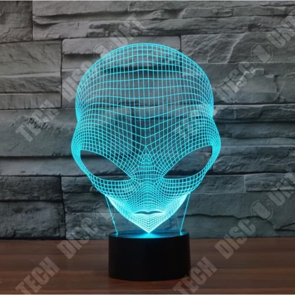 TD® 3D Optical Illusion Lampa Led Nattljus 3D Emoji Alien Lamp Skrivbord Bords Nattlampa 7 färgskiftande Usb Led
