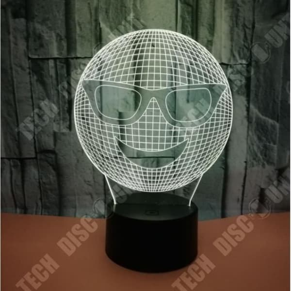 TD® xm11941-Dekorativ USB Cool Emoji 7 färger Fjärrkontroll Optisk illusion Nattljus 3D-visualisering Bordsbordslampor