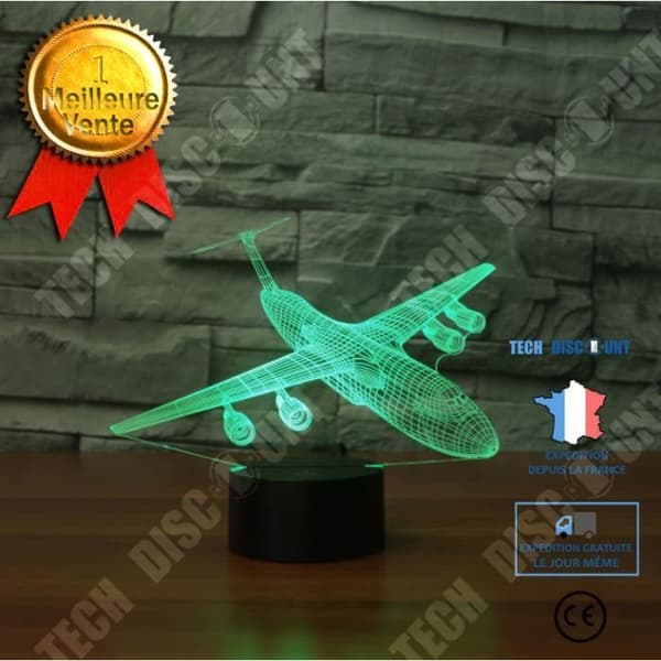 TD® 3D Optisk LED Nattljus 3D LED Nattljus Shock Hang Missile Bomber Kom med 7 färger Flygplanslampa för dekoration