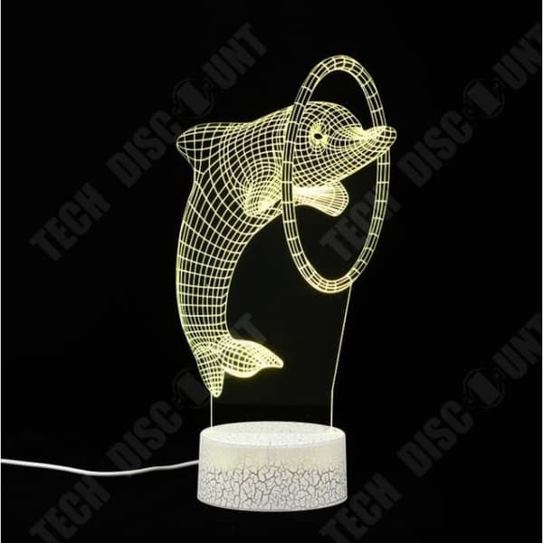 TD® Nattljus-3D Nattljus Touch Control 3D Färgstarkt ljus med fjärrkontroll Dekorationsbord 3D-effekt Lampa-Delfin