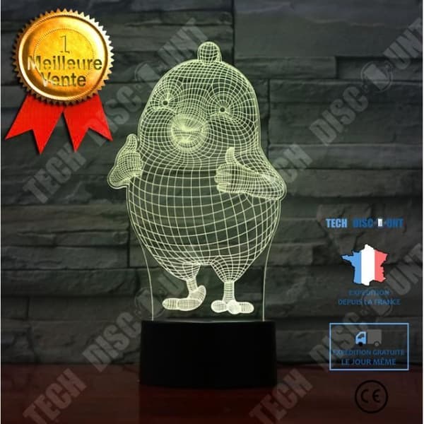 TD® 3D Nattljus 3D Led Illusion Lampa Med 7 Färger Led Små Kyckling Fåglar Form Lampa Som Dekorativ Lampa