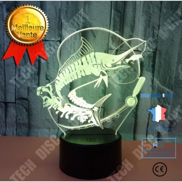 TD® Dekorativ USB-fisk 7 färger Fjärrkontroll Optisk illusion Nattljus 3D-visualisering Bordsbordslampor 3D-glöd LED-lampa 61