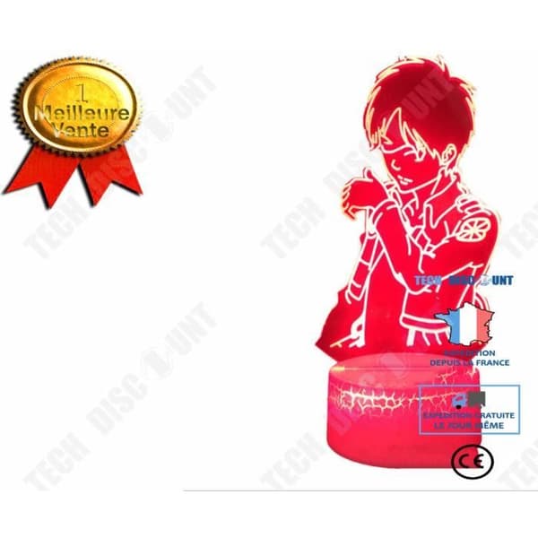 TD® GEZHF Attack on Titan Eren Anime 3D Nattljus 16 färger LED Touch Light Bordslampa Sovrumsljus Present till AM57