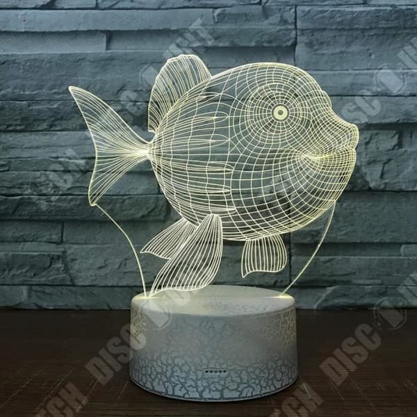 TD® Optisk bordslampa dekorativ touch 7 färger optisk illusion - fiskmodell - lågförbrukning USB-kabel eller 3 batterier