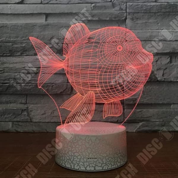 TD® Optisk bordslampa dekorativ touch 7 färger optisk illusion - fiskmodell - lågförbrukning USB-kabel eller 3 batterier