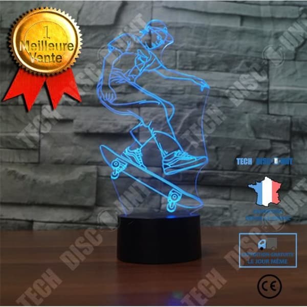 TD® 3D optisk LED nattlampa 3D LED nattlampa Skater Boy med 7 ljusfärger för heminredningslampa Fantastiskt