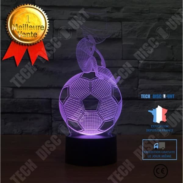 TD® Thought Fotboll Design Pojke 3D LED Nattlampa Touch 7 färg Skrivbordslampa för bord sovrum dekoration POS LAMPA