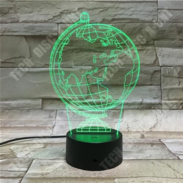 TD® 3D Optical Illusion Lampa Led Nattljus 3D Earth Globe Led 7 färgskiftande blixtljus Bord Bedside Baby Sleep VG20725