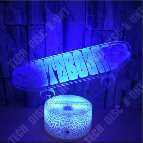 TD® XM548-Dekorativ USB Skateboard 7 färger Fjärrkontroll Optical Illusion 3D Night Light Visualization Bord La
