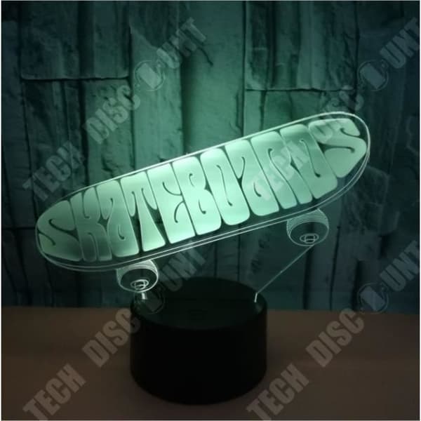 TD® XM548-Dekorativ USB Skateboard 7 färger Fjärrkontroll Optical Illusion 3D Night Light Visualization Bord La