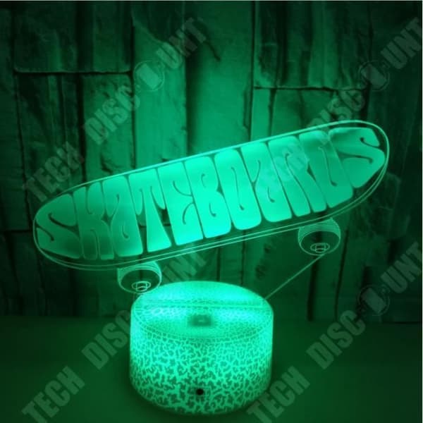 TD® XM548-Dekorativ USB Skateboard 7 färger Fjärrkontroll Optical Illusion 3D Night Light Visualization Bord La