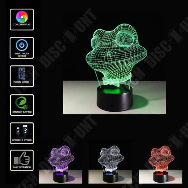TD® 3D-lampa LED Optisk Nattljus Groda Padda Huvud 7 skiftande färger Dekoration / Sovrum Kontor / ABS Akryl