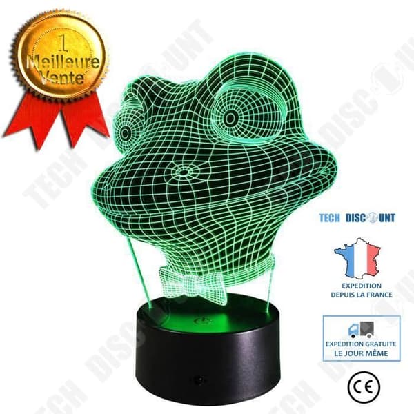 TD® 3D-lampa LED Optisk Nattljus Groda Padda Huvud 7 skiftande färger Dekoration / Sovrum Kontor / ABS Akryl