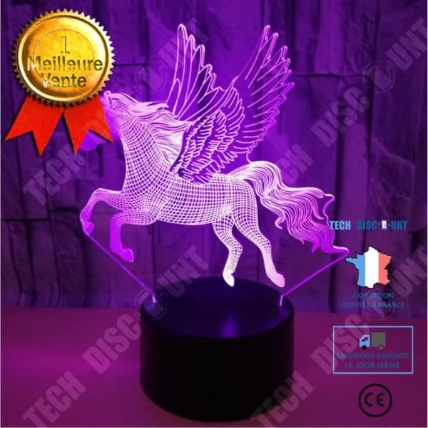 TD® 3D Night Light LED Unicorn Night Light 7 färgskiftande dekorlampa med fjärrkontroll för barn, flickor, pojkar