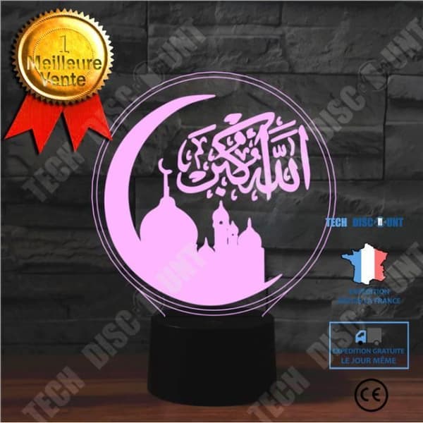 TD® Custom 3D Bordslampa Islam Muslim Akryl Led Nattljus 3D Nattljus