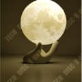 Miniatyrbild 3 av 4: TD® Night Light-Lamp 3D Moon Shape 2-färgs USB uppladdningsbar nattlampa Vackert känsligt ljus med träställ-20 cm