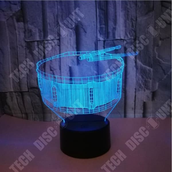 TD® Dekorativ USB-trumma 7 färger Fjärrkontroll Optisk illusion Nattljus 3D-visualisering Bordsbordslampor 3D Gl LS50706