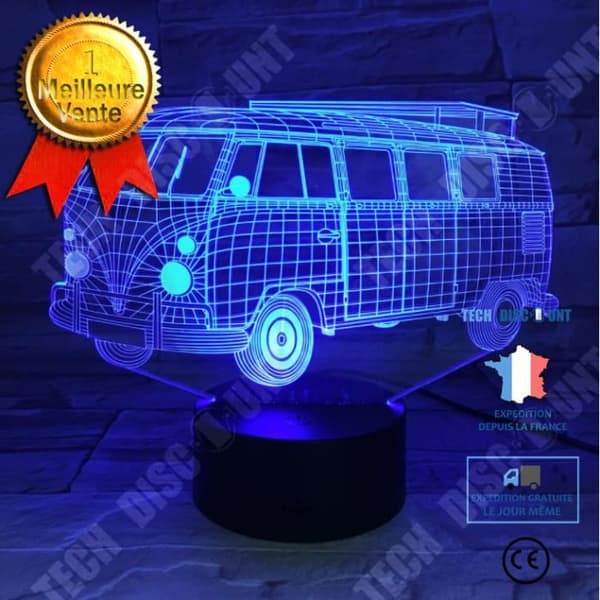 TD® Nattljus 3D Visual Illusion Led Transparent Akryl Night LED 7 färgskiftande