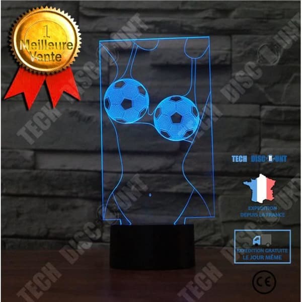 TD® 3D Optisk LED Nattljus 3D LED Nattljus Fotbollsskjutning med 7 ljusa färger för heminredning Lam