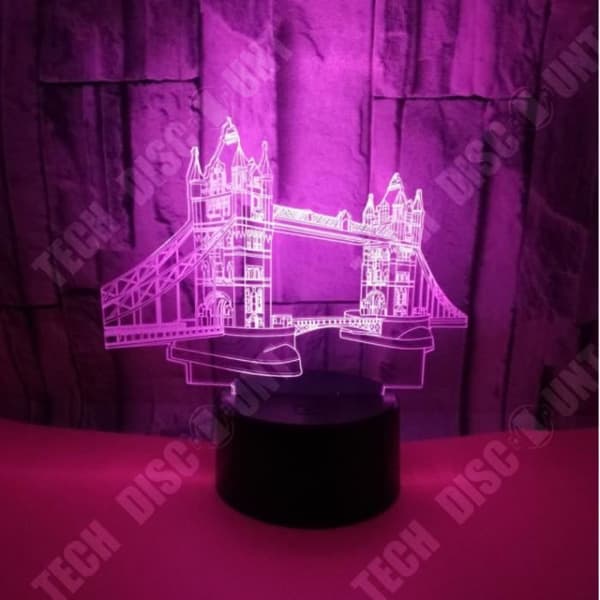 TD® Nattljus 3D Creative Tower Bridge Form Led Lampara Nattljus Usb Färgglad Visuell Byggnadslampa Sovrum Sovrum Chev