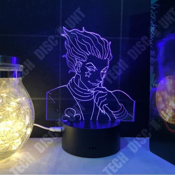 TD® GEZHF Hunter × Hunter Hisoka Animation 3D nattljus med fjärrkontroll 16 färger LED Touch Lamp AM5424