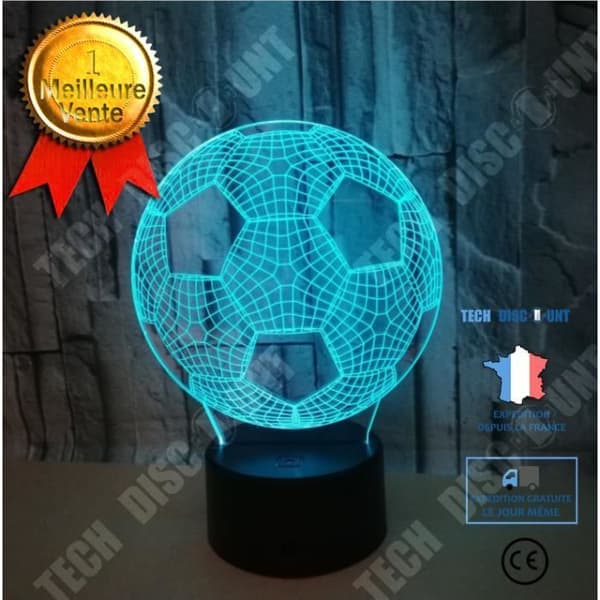 TD® Blandad BORDSLAMPA - Touch Creative Football 3D Liten bordslampa Nattlampa 7 färger - svart NY™