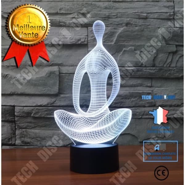 TD® Julklapp Yogic 3D LED Illusion USB Nattlampa Akryl Bordslampa 7 Färg Changgean