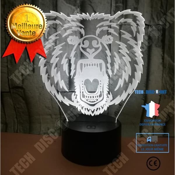 TD® Hmnzxy Ny färgglad björn 3D liten bordslampa Touch Fjärrkontroll Present Färgglad 3D Nattljus 3D Atmosfär liten lampa
