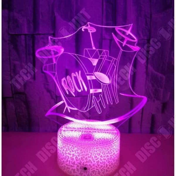TD® Optisk bordslampa dekorativ touch 7 färger optisk illusion rock'n'roll modell - låg förbrukning USB-kabel 3 AAA-batterier