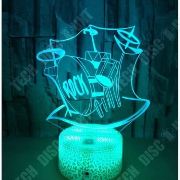 TD® Optisk bordslampa dekorativ touch 7 färger optisk illusion rock'n'roll modell - låg förbrukning USB-kabel 3 AAA-batterier