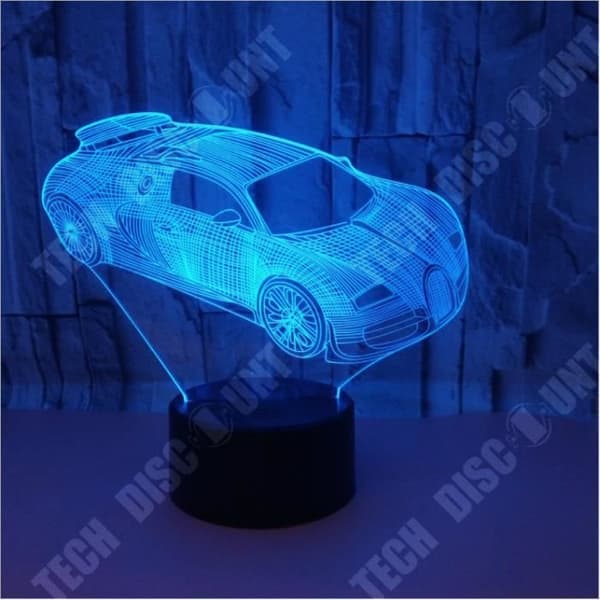TD® Ny sportbil 3D Nattljus Fjärrkontroll Touch Färgglad 3D Led Dekorativ liten bordslampa Wir36