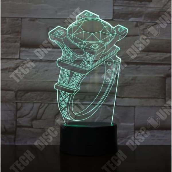 TD® Dekorativ USB-diamantring 7 färger Fjärrkontroll Optisk illusion 3D Night Light Visualization Bordsbordslampor 3D Glow L