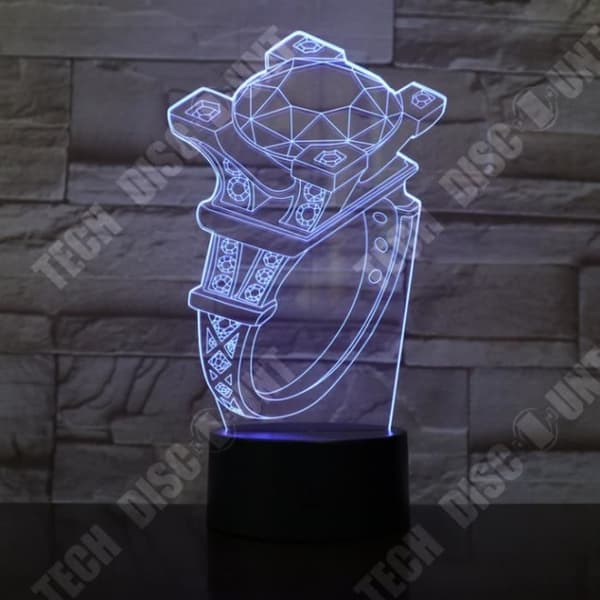 TD® Dekorativ USB-diamantring 7 färger Fjärrkontroll Optisk illusion 3D Night Light Visualization Bordsbordslampor 3D Glow L