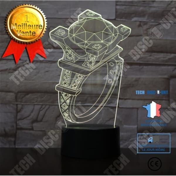 TD® Dekorativ USB-diamantring 7 färger Fjärrkontroll Optisk illusion 3D Night Light Visualization Bordsbordslampor 3D Glow L