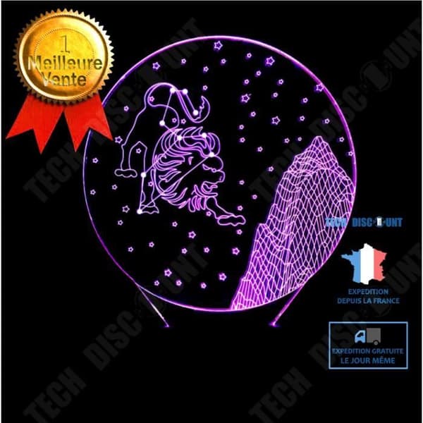 TD® -Hmnzxy Alla hjärtans dag present 3D färgglada nattljus Leo Constellation 3D Touch Liten 3D bordslampa Sté