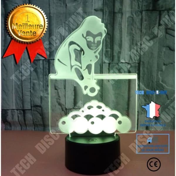 TD® Dekorativ USB-biljard 7 färger Fjärrkontroll Optisk illusion Nattljus 3D-visualisering Bordsbordslampor 3D-glöd LED M