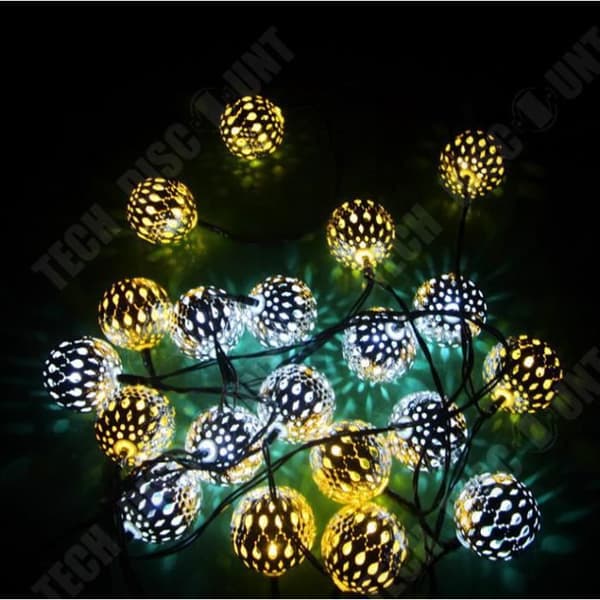 TD® Solar Lights 10LED marockansk julboll dekorationsljus utomhus vattentät LED järn Silver Ball String Light