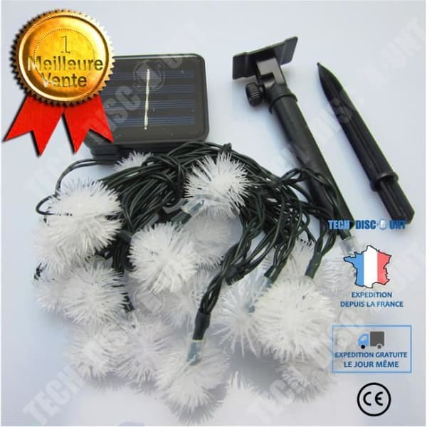 TD® Solar String Lights 20LED Fur Ball Fairy Lights Trädgård Trädgårdsdekoration Trädgårdsdekoration Julbelysning