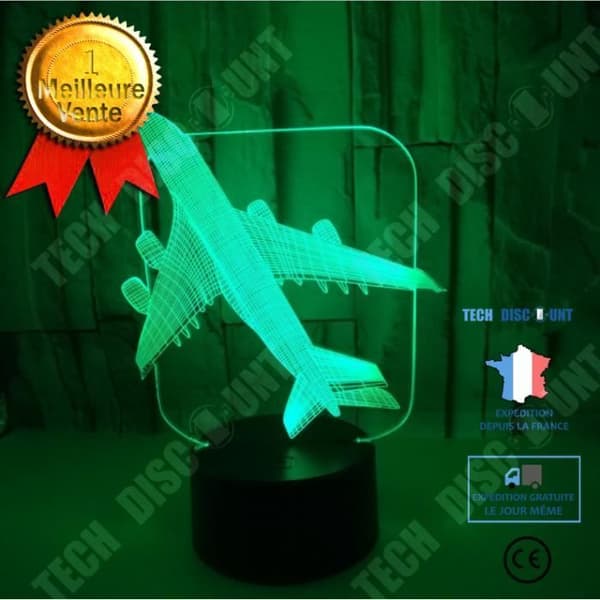 TD® xm12383-Hmnzxy Flygplanspresent Färgglad Akryl Nattljus 3D Elektronisk produktdekoration Liten bordslampa